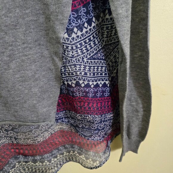 Subtle Luxury Mixed Media Sweater Printed Fabric Cashmere Silk Blend Size XS/S - Picture 7 of 9